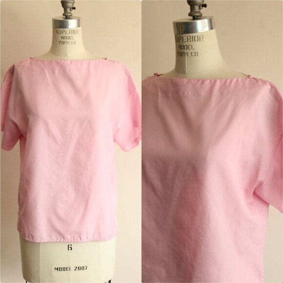 Vintage 1990s Blouse, Pink Shirt with Buttons at Shoulder, Grandma Core - Picture 1 of 10